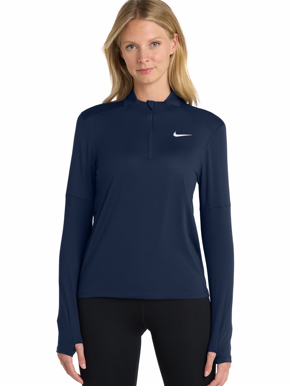 Nike Women's Navy Half-Zip Long Sleeve Performance Top